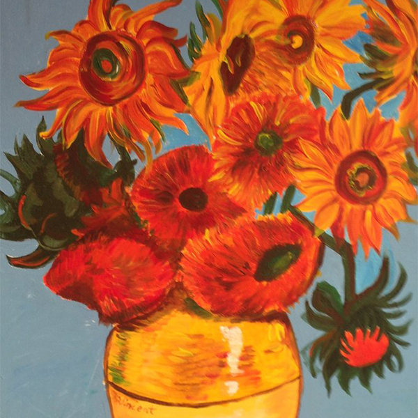 VAN GOGH INSPIRED SUNFLOWERS ARTWORK – WED. JAN 8 – This is an afternoon half day session. CREATIVE KIDS VOUCHER ACCEPTED